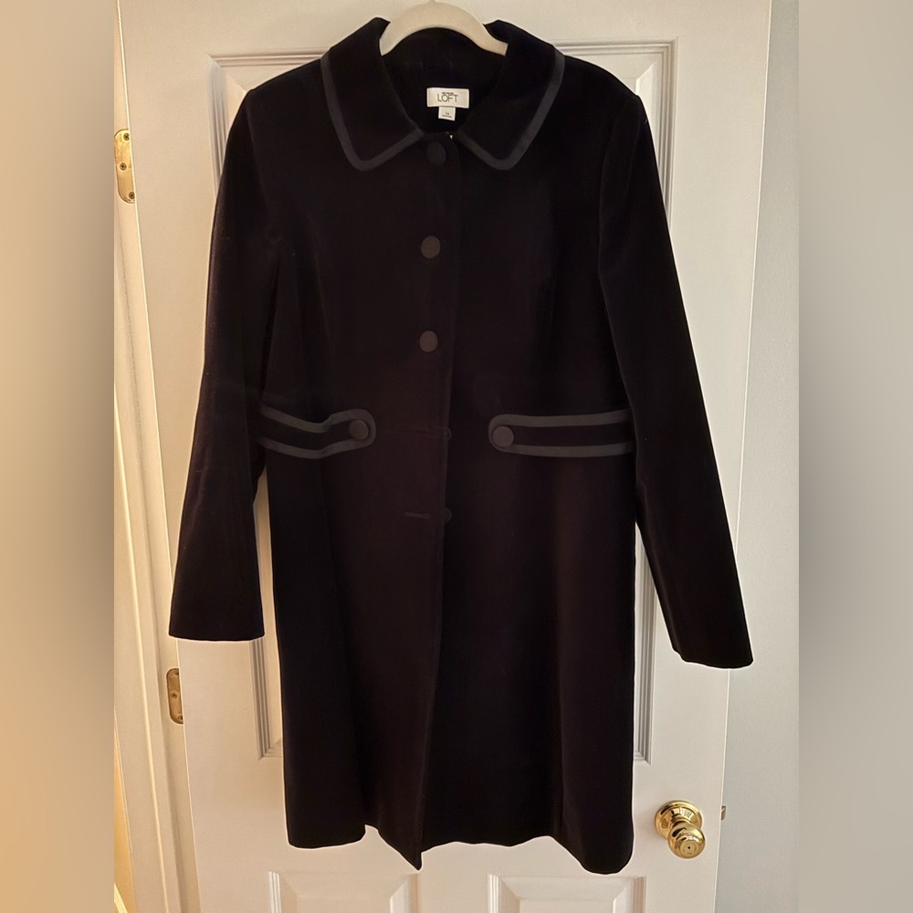 Classic Black Velvet Coat with Decorative Trim